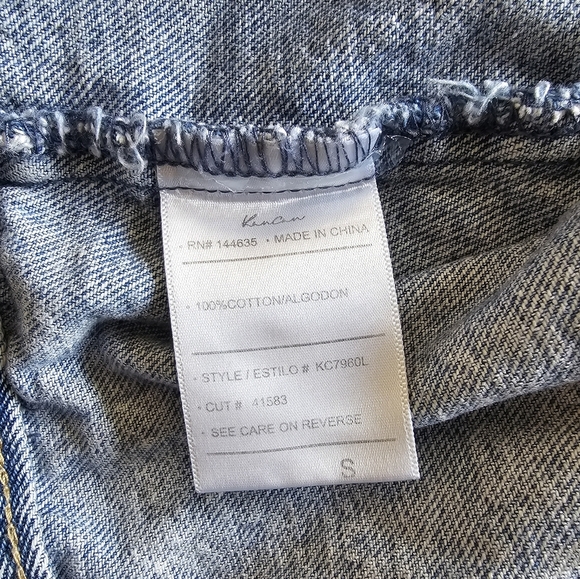 KanCan Acid Wash Blue Jean Jacket Classic Cropped Retro Style - Picture 13 of 14